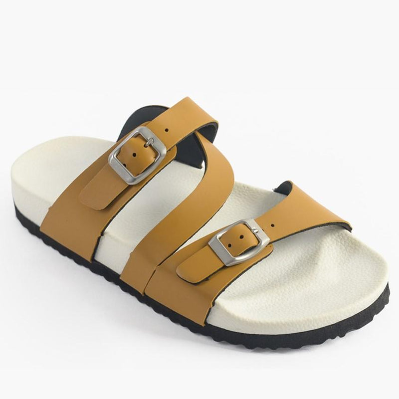 at retfærdiggøre Balehval trone Women's Double Buckle Molded Slip-On Sandals -Cream & White | Solemate Shoes