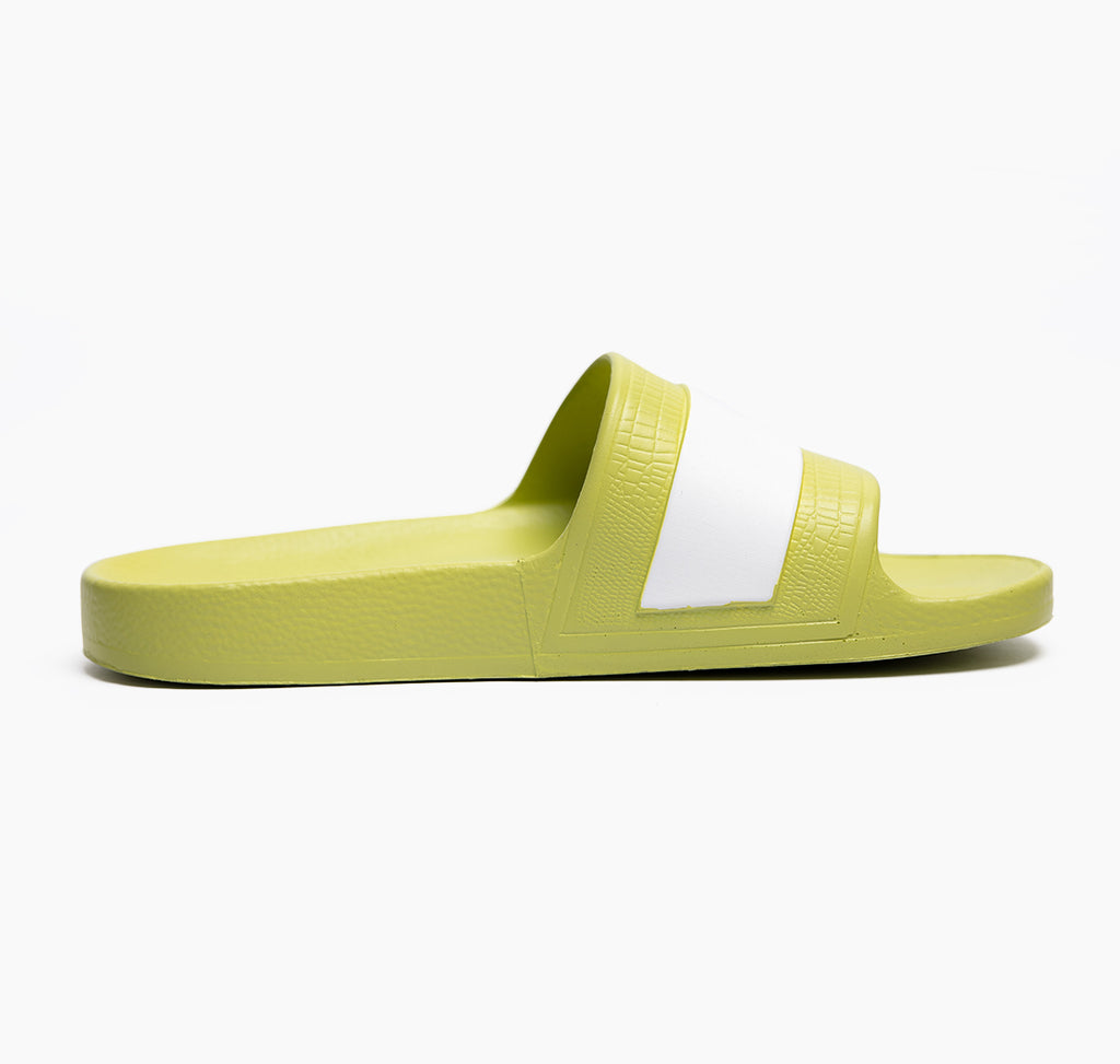 Leedo Solemate horizon green white slides style trend fashion cool lifestyle casual style summer beach chill footwear happy creative outdoor weather picnic hero