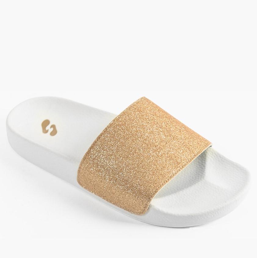 Womens hot sale glitter slides