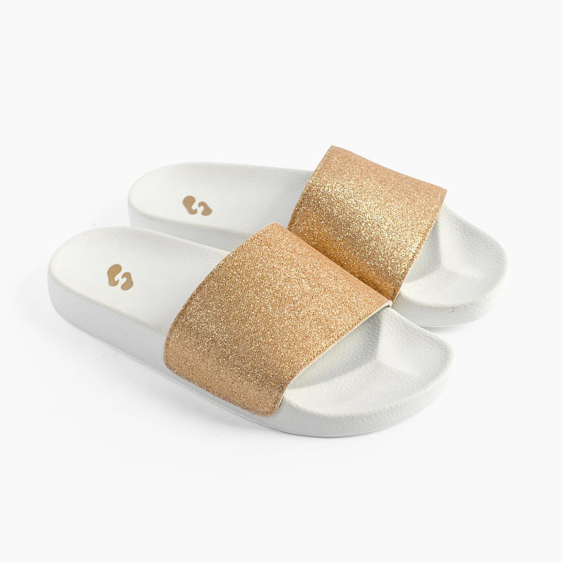 White glitter slides hot sale